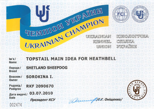 Чемпион Украины Topstail Main Idea for Heathbell